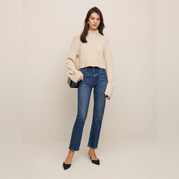 Reformation Slim Straight Cropped Jeans Women’s Size 31 High Rise Organic Cotton - Picture 2 of 13